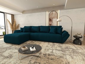 Colțar extensibil dumonde cu ladă de depozitare si sezut confortabil din spuma high-density, Berlin XL Enjoy Petrol 350x185 cm