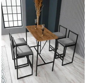 Set sufragerie Nathaniel (gri + negru + nuc). 1089612