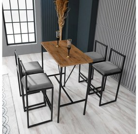 Set sufragerie Nathaniel (gri + negru + nuc). 1089612