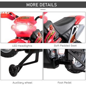 Moto Cross Electric pentru Copii cu Role din PP și fier, 102×53×66cm Roșu HOMCOM | Aosom RO