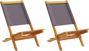 vidaXL Scaune de grădină 2 buc., antracit, lemn masiv acacia și textil