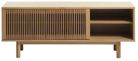 Comodă TV în culoare naturală cu aspect de lemn de stejar 143x55 cm Tiber – Unique Furniture