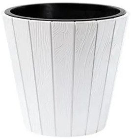 Ghiveci decorativ de flori, rotund, alb, 29.9x28.1 cm, Woode