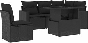 vidaXL Set mobilier de grădină cu perne, 6 piese, negru, poliratan