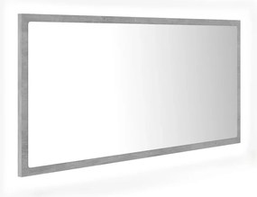 vidaXL Oglindă de baie cu LED, gri beton, 90x8,5x37 cm, acril