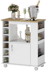 HOMCOM Cărucior de Bucătărie cu Dulăpior, 6 Compartimente de Depozitare și 3 Rafturi Laterale, 75x39.5x88 cm, Alb | Aosom Romania