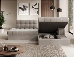 Colțar bej extensibil cu tapițerie din catifea (cu colț pe partea dreaptă/cu șezlong) Blezalt – ELTAP