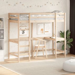 vidaXL Cadru pat supraetajat cu birou, 75x190 cm, lemn masiv de pin