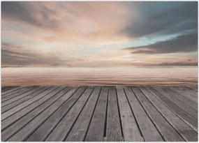 Tablou pe sticlă - Pier la apus de soare (70x50 cm)