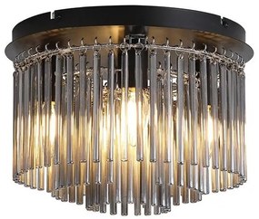 Plafoniera metal negru, tije din sticla Swizzle