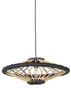 Lampă suspendată orientală din bambus cu negru 60 cm - Evalin