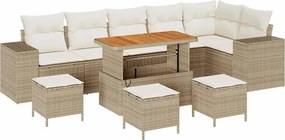 vidaXL Set de canapele pentru grădină 10 pcs Bej poliratan