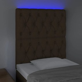 Tablie de pat cu LED, maro inchis, 80x7x118 128 cm, textil 1, Maro inchis, 80 x 7 x 118 128 cm