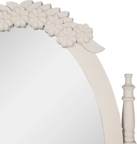 Oglindă verticală gri din lemn, cu două sertare, H180 cm, „Brocante”