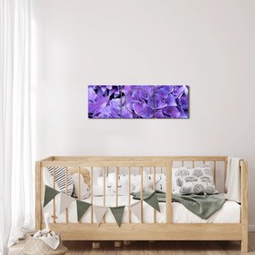 Tablou cu flori violete (cu ceas) (90x30 cm)
