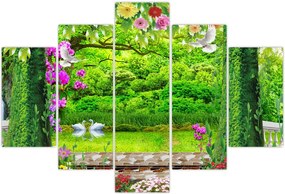 Tablou - Grădina magică cu lebede (150x105 cm)