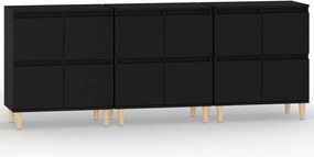 vidaXL Dulapuri, 3 buc, negru, 60x35x70 cm, lemn prelucrat