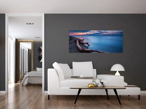 Tablou cu plaja în apus de soare (120x50 cm)