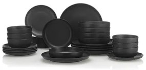 Set de veselă, 24 piese, porțelan negru