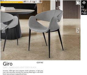 Scaun dining design elegant Giro gri