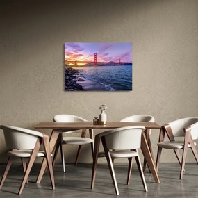 Tablou pe sticlă cu pod și apus de soare (70x50 cm)