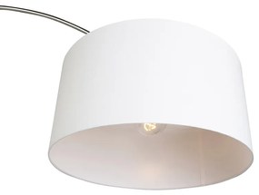 Lampă cu arc din oțel cu abajur din stofă alb 50/50/25 reglabil - XXL