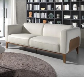 Canapea 3 locuri eleganta tapitata in piele alba, design LUX Arawan