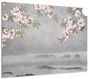 Tablou pe sticlă - Peisaj cu lună (70x50 cm)