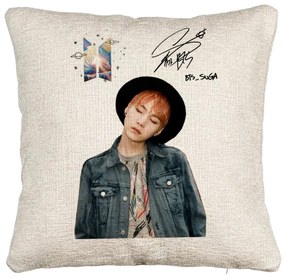 Perna Decorativa Canapea BTS Suga 2, 40x40 cm, Cu fermoar