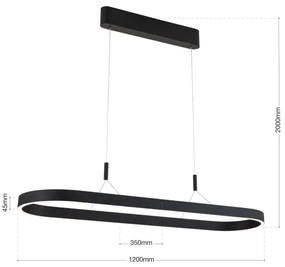Orion - Lustră LED suspendată pe cablu CARRARA, 80W/230V, 2700/3000/4000K, negru