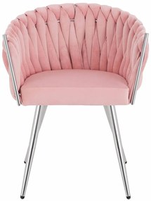 HR750 Scaun cu picioare Cromata Roz Pudra din Catifea