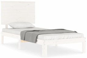 3193652 vidaXL Cadru de pat cu tăblie, alb, 100x200 cm, lemn masiv