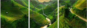 Tablou - Terase de orez Mu Cang Chai (cu ceas) (90x30 cm)
