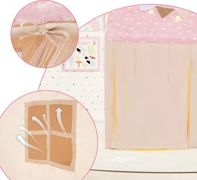 Căsuță de joacă pentru copii cu șirag luminos, roz