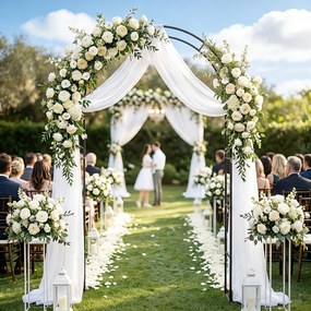 Outsunny Arc de grădină cu 2 baze pentru plante cățărătoare Trandafiri Viță-de-vie, Arc pentru nuntă, 145x39x237cm, Negru | Aosom Romania