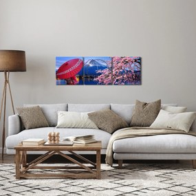 Tablou - cu privire la munte - Japonia (cu ceas) (90x30 cm)