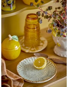 Farfurie albastră/bej pentru servire din gresie ø 17 cm Fleur – Bloomingville