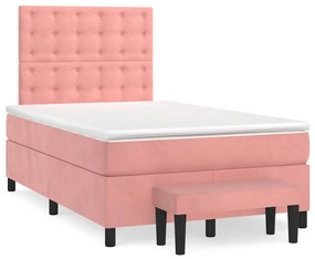 vidaXL Pat box spring cu saltea, negru, 120x190 cm, catifea