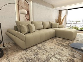 Colțar extensibil dumonde cu ladă de depozitare si sezut confortabil din spuma high-density, Berlin XL Enjoy Camel 350x185 cm II