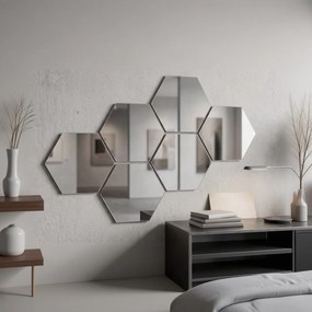 Panouri decorative oglinzi hexagonale, cu finisaj reflectorizant Argintiu