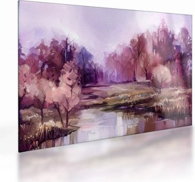 Tablou pe sticlă - Peisaj de toamnă - pictură (70x50 cm)