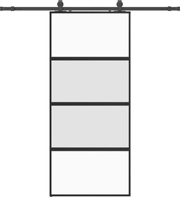 vidaXL Ușă glisantă cu set feronerie neagră 90x205cm sticlă securizată