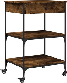 vidaXL Cărucior de bucătărie stejar fumuriu 60x48x89,5cm lemn prelucrat