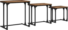 vidaXL Masă de Cafea cu Tăvi Lăsate 3 pcs Lemn vechi Lemn compozit