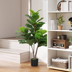 HOMCOM Fig Violin Artificial 110cm Planta artificiala, Plastica Plante artificiale in ghiveci, Decor moder Conta | Aosom Romania