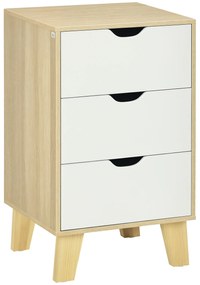 HOMCOM Comodă cu 3 Sertare și Bază Elevată pentru Dormitor Sufragerie Hol Stil Modern 40x35x68,5 cm Natural | Aosom Romania