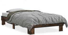 vidaXL Cadru de pat, stejar fumuriu 100x200 cm lemn prelucrat și metal