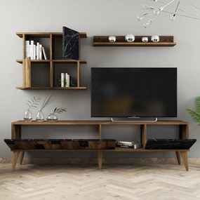 Ansamblu Comoda TV Madrid Walnut-Negru