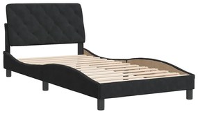 3207907 vidaXL Cadru de pat cu tăblie, negru, 100x200 cm, catifea