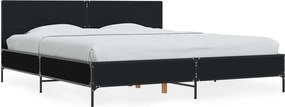 vidaXL Cadru de pat, negru, 200x200 cm, lemn prelucrat și metal